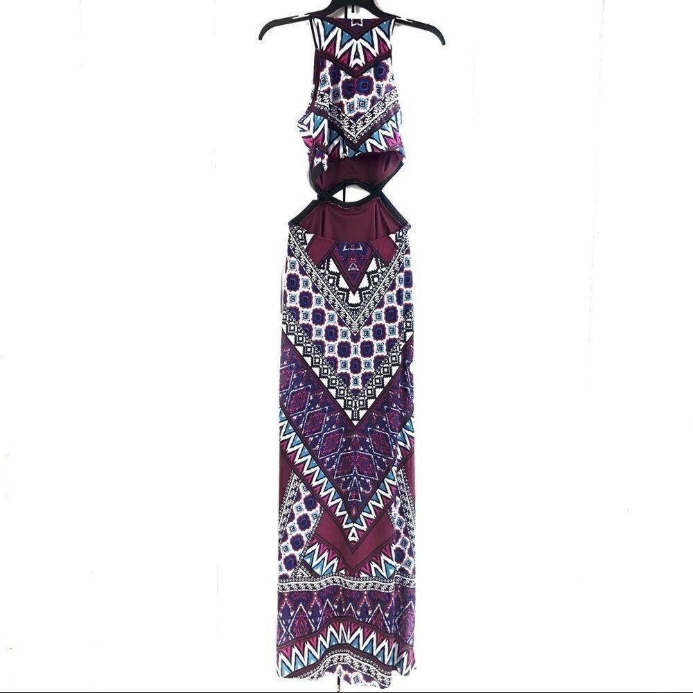 mm mm mm Maxi Dress Aztec Print Purple White Turquoise Small